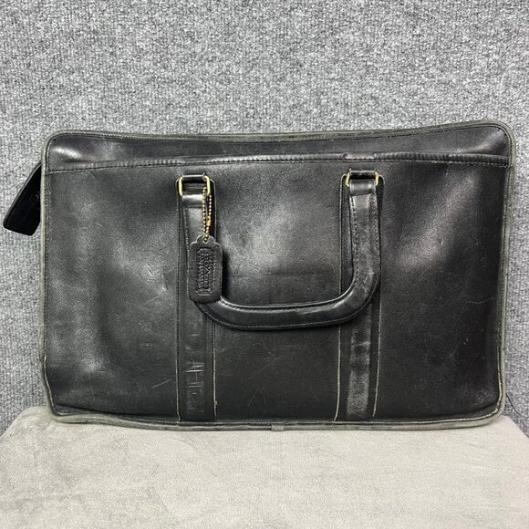 Coach Handbags - Vintage Coach Leather Slim Briefcase Black Laptop Bag 014-3138